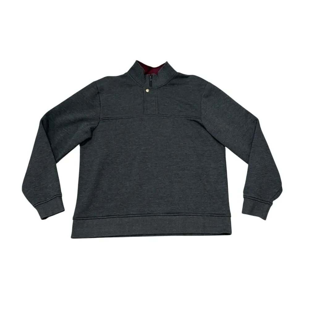 Orvis Sweatshirt Mens L Gray Fleece 1/4 Zip Mock Neck Pullover Casual Outdoor